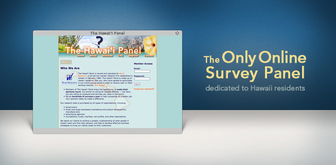 The only online survey panel dedicated to Hawaii residents